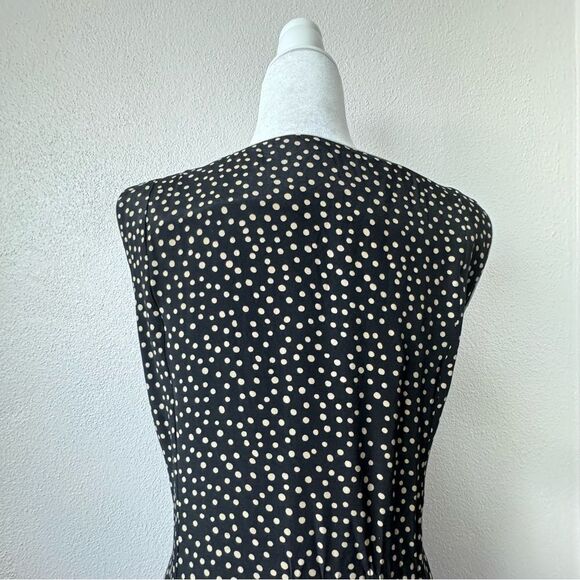 Studio One Polka Dot Dress Blue Cream Sleeveless Swing Dressy SZ 14 - Picture 11 of 15